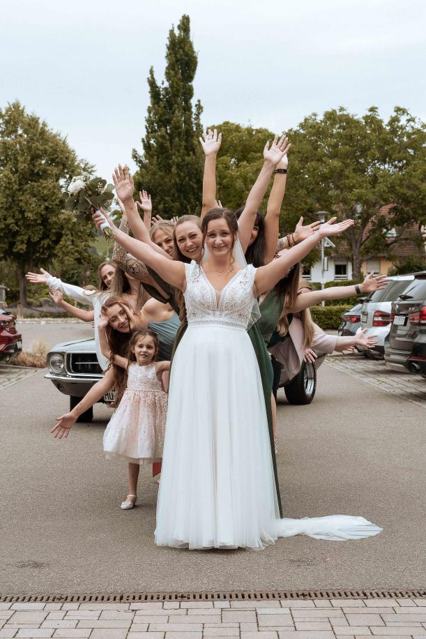 Hochzeit Braut Bridesmaids Gruppenfoto